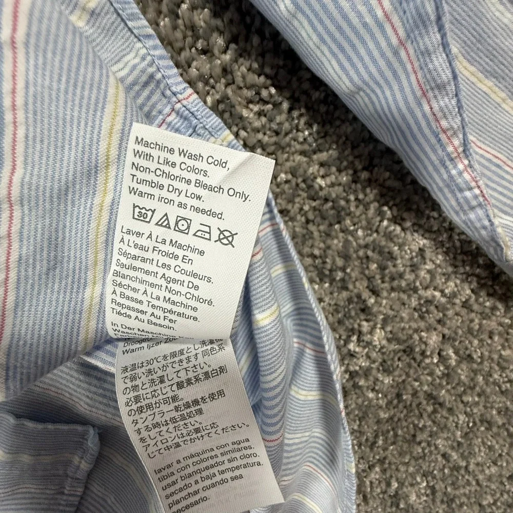 J.Crew Mens Large Blue White Striped Cotton Button Down Shirt Long Sleeve L